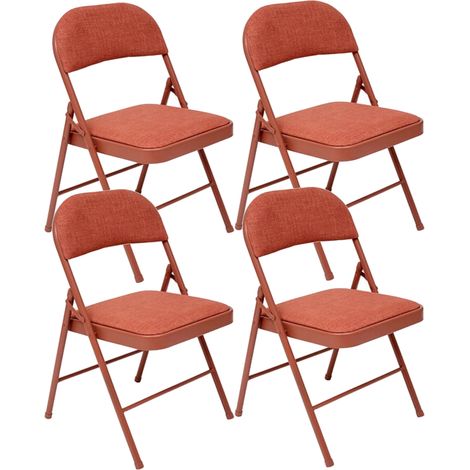 Lot de 4 Chaises pliante avec structure en métal, assise et dossier coloris Rose Foncé - Longueur 46,5 x Profondeur 46,5 x Hauteur 79,5 cm