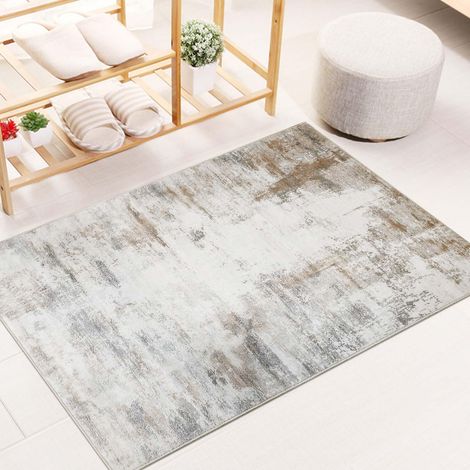 Tapis Entree Interieur Beige Marron Tapis D'Entrée Intérieur Antidérapant Lavable en Machine 60x90cm Poil Ras Tapis De Chambre Entrée Descente De Lit (1/5)