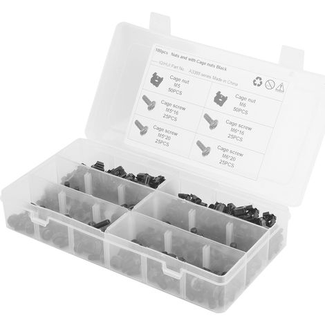Kit 200 pièces écrous à cage et vis M5 M6, accessoire auto, acier carbone noir, fixation robuste pour carrosserie et montage industriel. (1/5)
