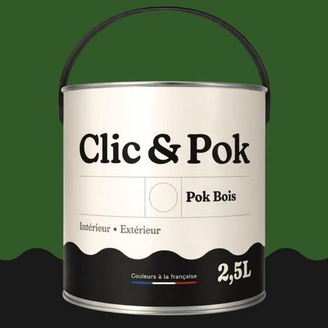 Peinture Bois Extérieur – POK BOIS - 2,5L - RAL 6002 - Vert feuillage- Résistante aux intempéries - Ne s'écaille pas