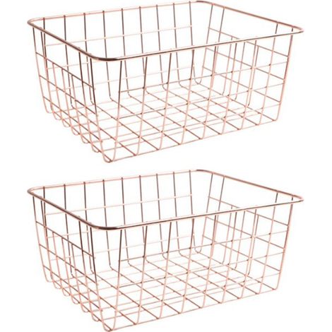 Panier de congélation, acier inoxydable, grande capacité, boîte de rangement en fer pour fruits, en-cas et boissons au réfrigérateur, lot de 2, or rose (1/5)