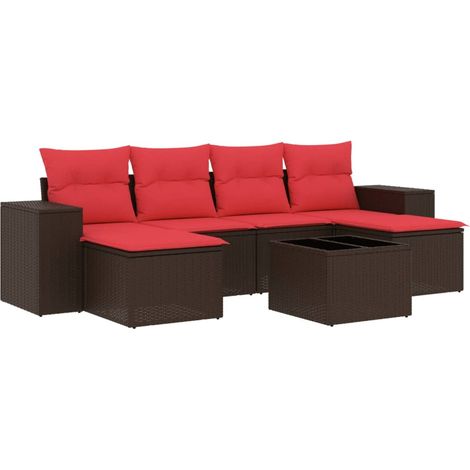 Maison Exclusive - 7-teiliges Gartensofa-Set mit Kissen, braun, P