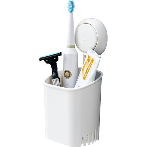 1 Support Brosse à Dents, Ventouse Sans Perçage, Rangement Étanche, Pour Salle de Bain et Cuisine (1/5)