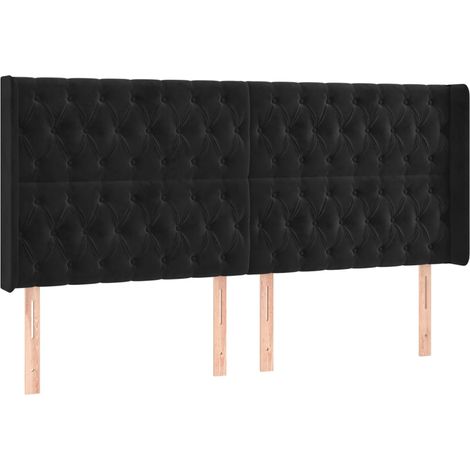 Maison Exclusive - Testiera ad Orecchio Nera 203x16x118/128 cm in Velluto (1/5)