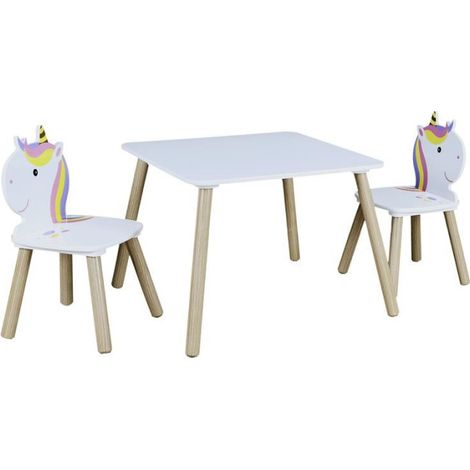 Table & 2 Chaises Enfant "Licorne Lily" 55cm Blanc (1/4)