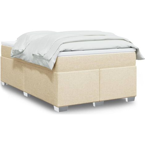 vidaXL Sommier à lattes de lit avec matelas crème 120x190 cm tissu (1/5)