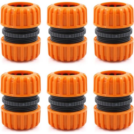 Kit de réparation de tuyau d'arrosage - 6 pièces pour raccorder 19 mm (3/4"), pour un raccordôment facile et rapide ou un tuyau de réparation sans outils, jaune- (1/5)