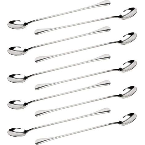 Cuillères à café - Acier Inoxydable - Lot de 10 - Long Manche - Résistantes - Compatibles Lave-Vaisselle (1/4)