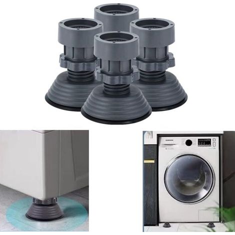 Ensemble de 4 amortisseurs pour machines à laver, amortisseurs réglables, patins anti-vibrations, patins réglables en hauteur, antidérapants, noirs, pour appareils ménagers et tables (1/5)