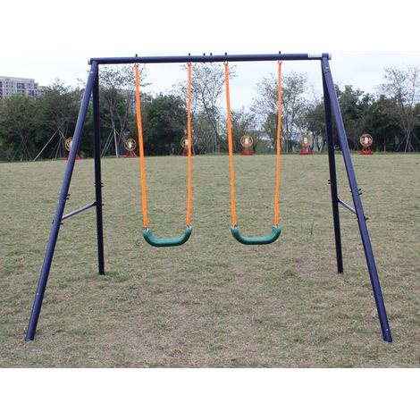 Balancelle double – Cadre en acier carbone, sièges antidérapants, capacité 90,7 kg – Idéale pour jardin et aire de jeux – Pour enfants de 3 à 8 ans (1/5)