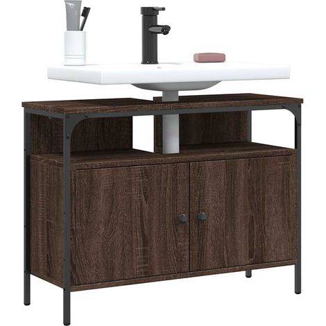 Waschbeckenunterschrank Braun Eiche 80x30x60 cm Holzwerkstoff
