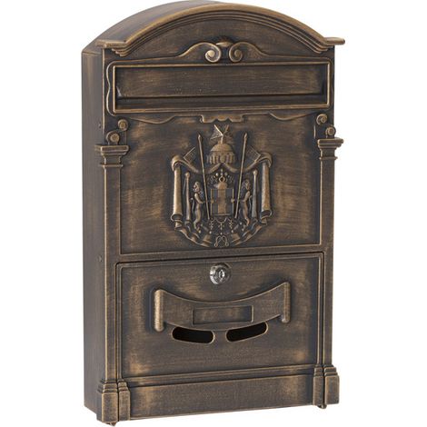 ARREGUI Residencia D-2151/B Buzón de Correo de Aluminio de Estilo Clásico, Tamaño M, Buzón Individual Exterior, Buzón de Pared Decorativo, Fácil de Instalar, bronce (1/5)