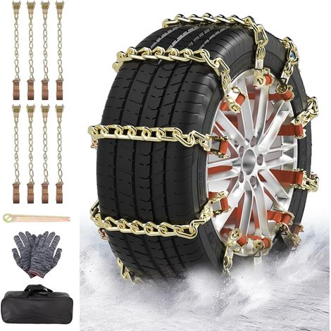 Lot de 8 chaînes à neige universelles pour pneus de 175 à 285 mm de large - Antidérapantes - Pour la plupart des voitures, SUV, camions (1/5)