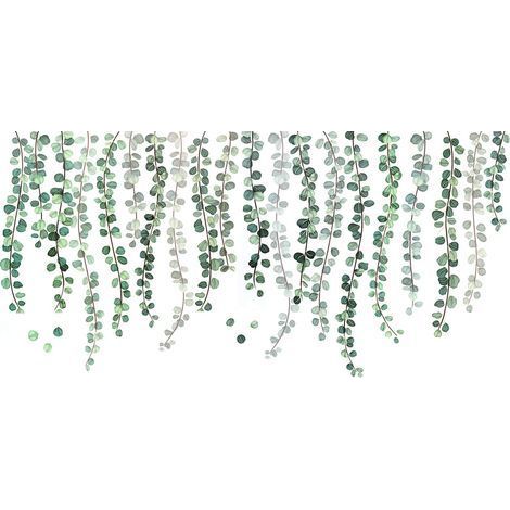 Stickers muraux pour la maison - Stickers muraux représentant des plantes vertes, des lianes et des feuilles d'eucalyptus (1/5)