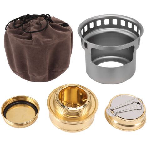 Hornillo portátil de alcohol de aleación de aluminio, resistente al viento, de color gris, para acampar y hacer picnics. (1/5)