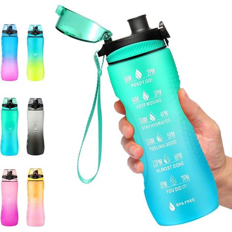 Trinkflasche Motivations Zeitmarkierung Tritan BPA 750 ml Mintgrün (1/5)