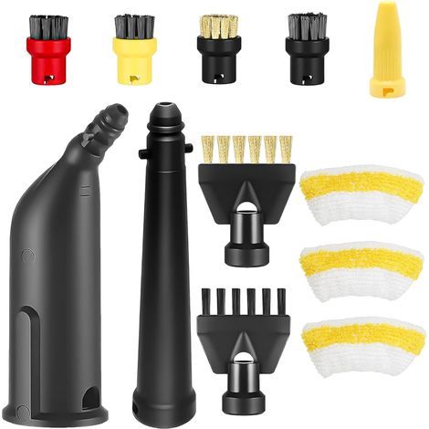 12-piece steam cleaner accessory set for Kärcher Easyfix SC1, SC2, SC3 and SC4: round brush, flat brush, extension nozzle, angled nozzle, crevice nozzle, microfiber cloth (1/5)