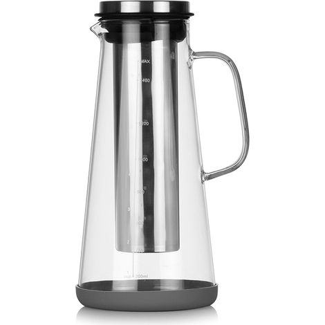 1 Cafetière à infusion à froid, Verre robuste, Infuseur intégré, Bec verseur V, 1,5L, Pour café et thé glacé (1/5)