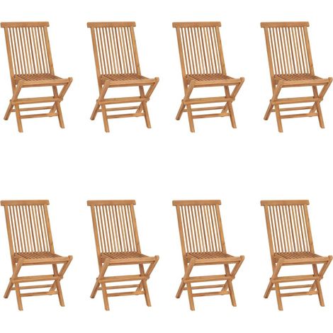Lot de 8 Chaises de jardin pliables - Chaises d'extérieur pour terrasse/jardin avec coussins Bois de teck solide BV335416 - BonneVie (1/5)
