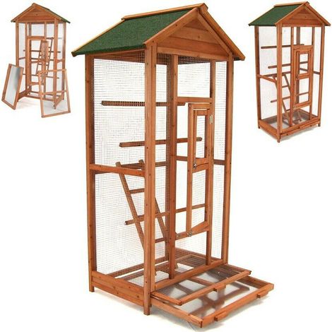 Vogelvoliere Voliere Vogelkäfig 160 Käfig Vogelhaus Vogel Tierkäfig Holz 56610 (1/5)