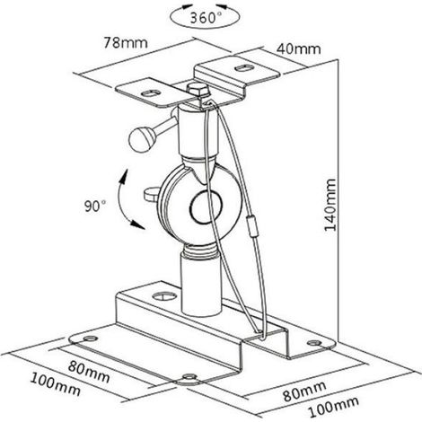 Support Haut-Parleur Réglable - Rotation 360° Inclinaison 180° - Charge Max 15 Kg - Noir - 2 Pièces (1/3)
