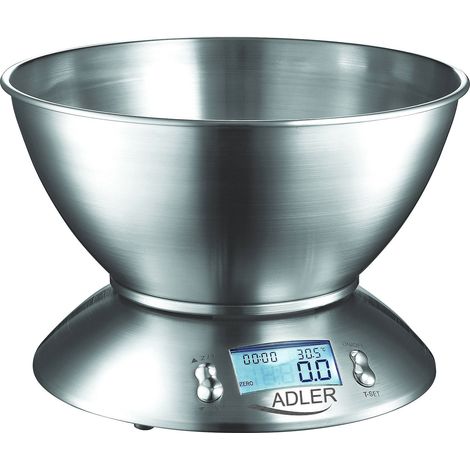 Balance de cuisine Adler AD 3134 avec bol 2L, capacité 5kg, précision 1g