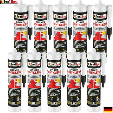 Isolbau Colle au bitume 10 x 310 ml Mastic d'étanchéité pour toiture Mastic d'étanchéité au bitume Colle pour bardeaux (1/5)