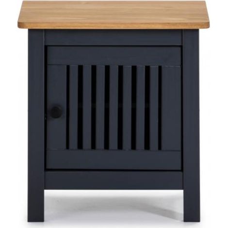 Mesita de noche 1 puerta acabado gris modelo Luna, 46 cm(ancho) 49.5 cm(alto) 35 cm (fondo) (1/4)