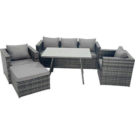Fimous Salon de Jardin Extérieur en Résine avec Fauteuil Gris foncé mixte (1/5)