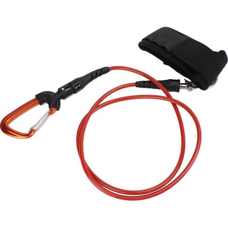 Corde de sécurité pour apnée avec dragonne et mousqueton, cordon de plongée orange pour sports sous-marins (1/5)