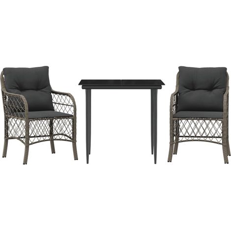 Maison Exclusive - Sillas y mesita de jardín con cojines 3 piezas (1/5)