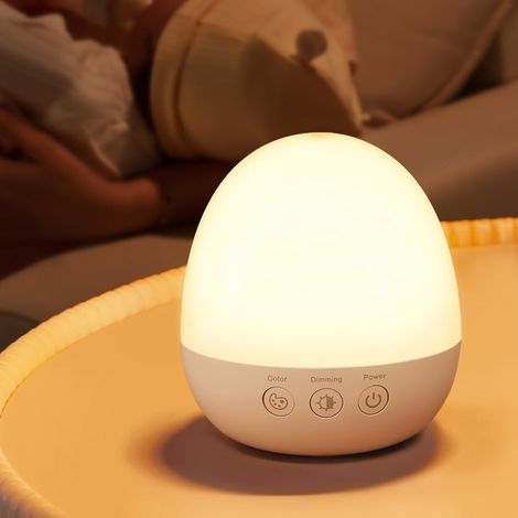 Veilleuse de nuit pour enfants rechargeable 5000mAh, lampe portable en forme d'œuf pour allaitement, contrôle tactile, gradation, changement de couleurs, autonomie jusqu'à 180H (1/5)