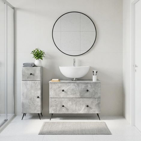 Beyamis Ensemble de 2 meubles de salle de bain  Gris béton (1/5)