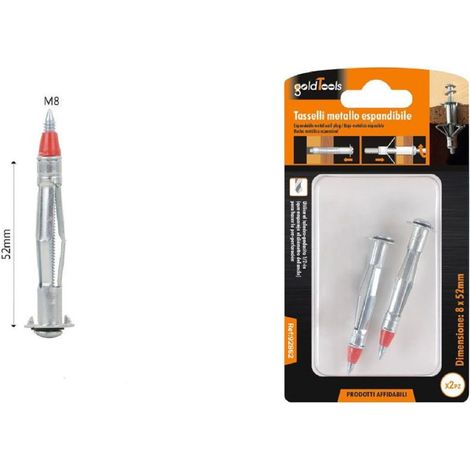 Kaela - Set 2 Pz Tasselli Metallo Espandibile Viti Ad Espansione Con Punta 8x52 Mm 92862 - (1/2)