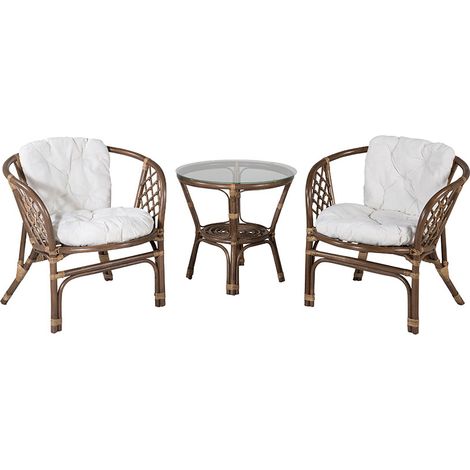 Weraset de café 2 chaises, 1 table décor noyer. (1/5)