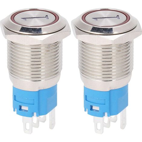Interrupteur à bouton-poussoir momentané de réinitialisation avec éclairage LED, modèle à 5 broches (1/5)