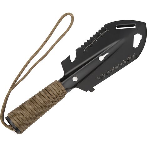 Pelle de Survie Compacte en Acier Inoxydable, Outil Multifonction pour Randonnée et Jardin Vert Militaire (1/5)