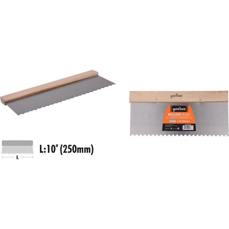 Trade Shop - Spatola Raschietto Dentato Acciaio Impugnatura Legno 10″ 250mm Ferramenta 90467 - (1/2)