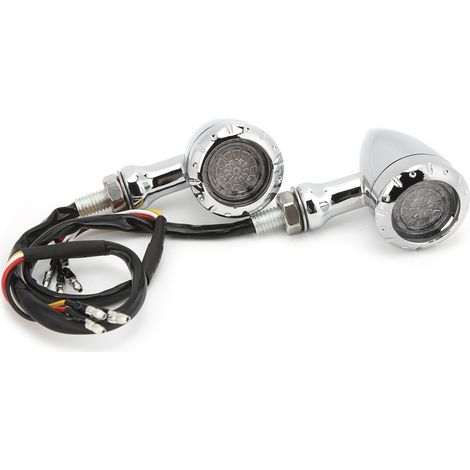 Lot de 2 clignotants LED rétro jaune/rouge pour moto, boîtier chromé universel (1/5)