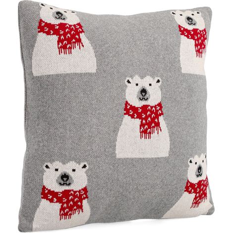 Bizzotto Cuscino di Natale Editha Orso 45 x 45 Cm Rosso Bianco