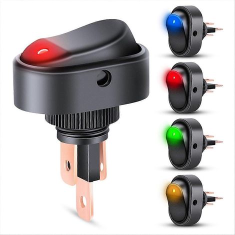 5er-Pack LED-beleuchtete Wippschalter, 12 V, 30 A, 3-poliger SPST-Stecker, ovale Form, 12-mm-Bohrung (1/5)