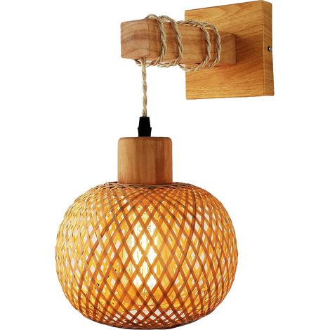 Applique Murale Intérieur Vintage en Bois et Métal, E27 Rétro Cage (1/5)