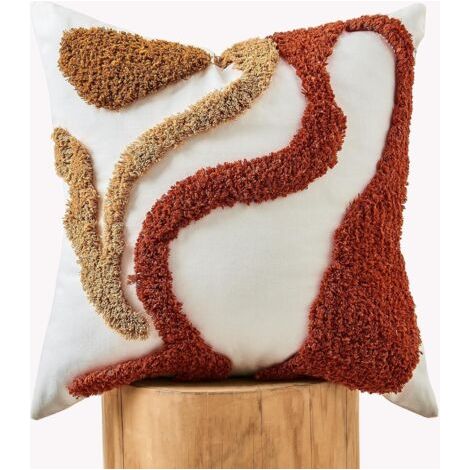 Housse de coussin décorative style bohème, taies d'oreiller touffetées en jacquard, style ferme, idéale pour un cadeau, un canapé, un lit ou une chaise (45,7 x 45,7 cm) (1/5)