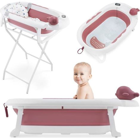 Vasca da bagno pieghevole per neonati - Moby-System - Holly - Termometro LCD - Cuscino morbido - Supporto metallico (1/5)