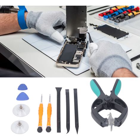 Kit d'outils de réparation électronique (réparation par ventouse, réparation d'écran, tournevis, levier, démontage et réparation) - 10 pièces (1/5)