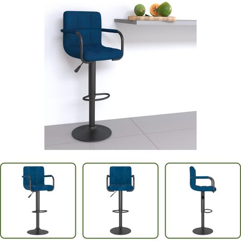 Chaise de bar - Tabouret de bar Bleu Velours (1/5)