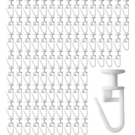 100 Pièces Glisseurs pour Rail à Rideaux, Crochet Rideau Rail Glissières de Rideaux 10mm Installation Facile Accessoires de Roue de Poulie Crochets de Rideauxs Universels pour Rails (Blanc) (1/5)