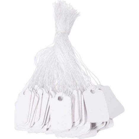 Lot de 500 étiquettes de prix blanches avec ficelle pour vêtements, bijoux, bagues – 23 x 13 mmAec (1/5)