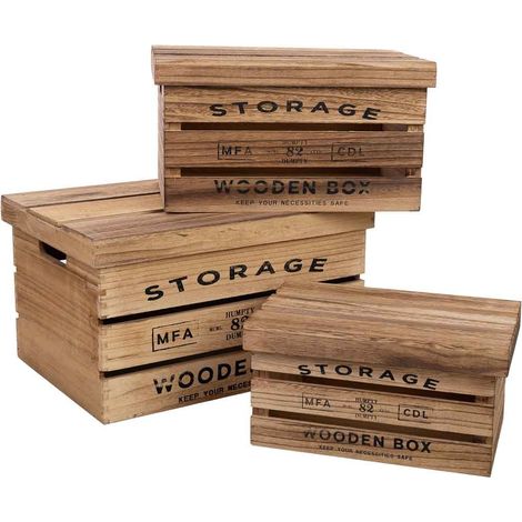 Cajas de madera impresas set 3 pzas 42x31x24h-36x25x20h-30x19x16h cm (1/5)