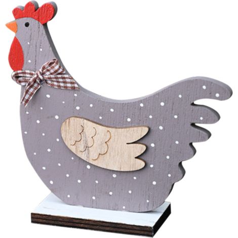Coq décoratif en bois pour Pâques, décoration de bureau pour Pâques - Coq décoratif en bois pour Pâques, décoration de bureau pour Pâques (1/5)